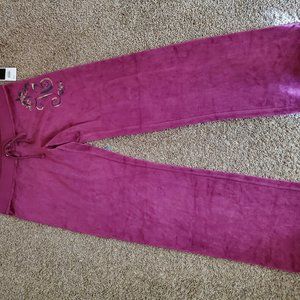 Juicy Couture Plum Color Velour pants, Large, L, NWT